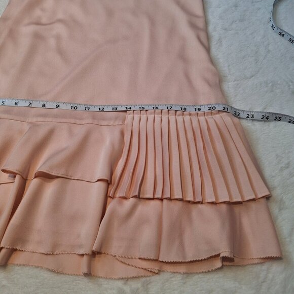 Banana Republic Satin Midi Dress Sz 6 Racerback Tiered Party Cocktail Neutral - Picture 15 of 16